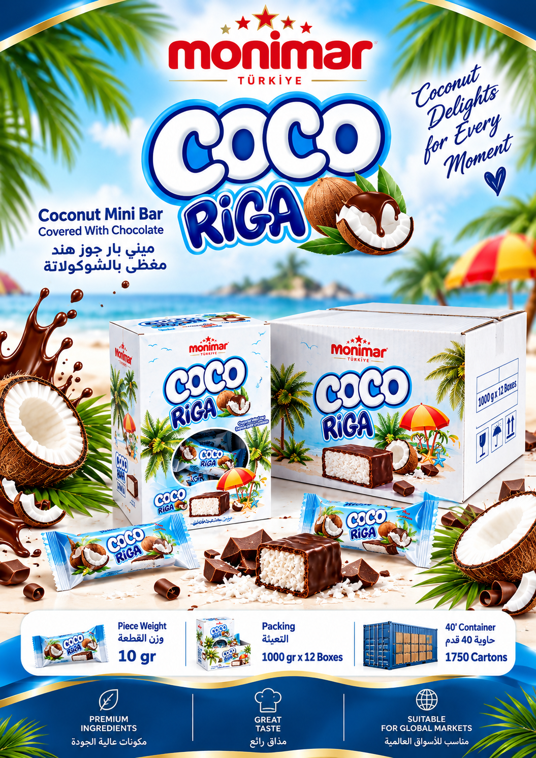 Coco Riga Coconut Mini Bar – 10 g (1000 g × 12 Boxes)